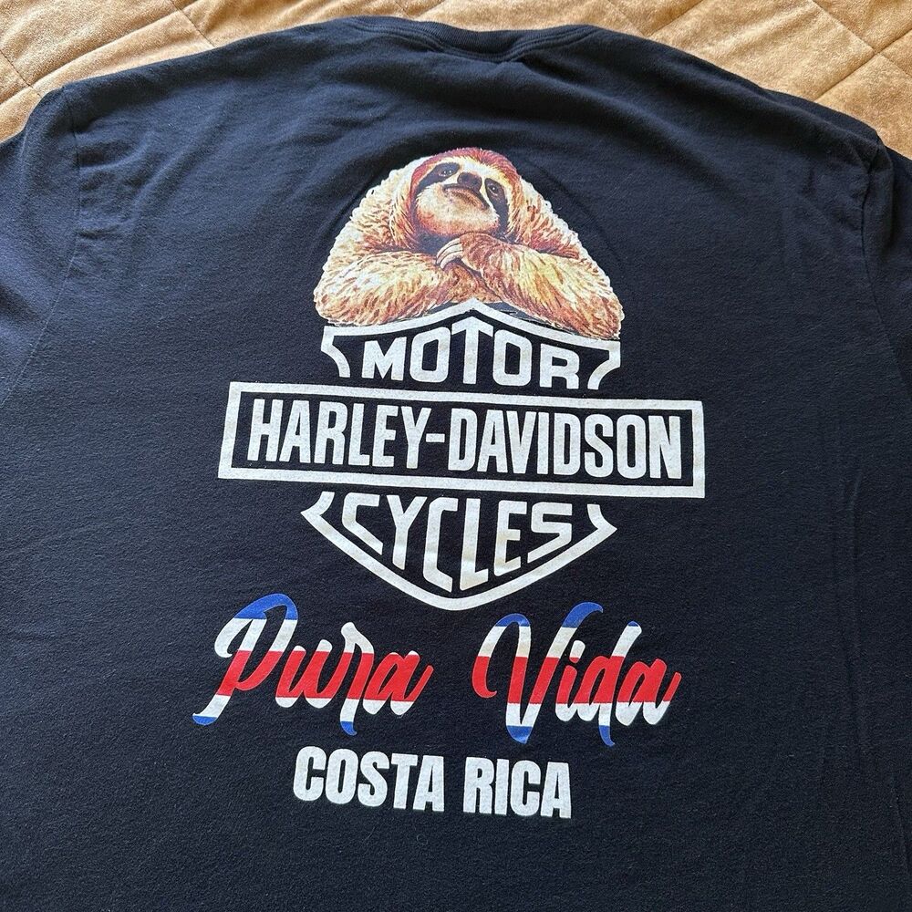 Harley-Davidson Sloth T Shirt Pura Vida Black Mens XL Biker Double Sided